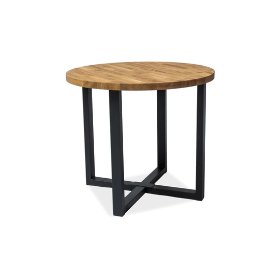 BAL-Rolf körasztal 90x90 tölgy tömörfa/fekete fém láb