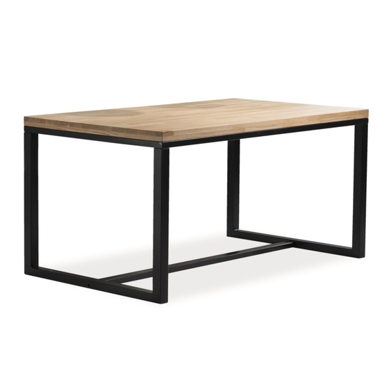 BAL-Loras asztal tölgy tömörfa/fekete fém láb 150x90