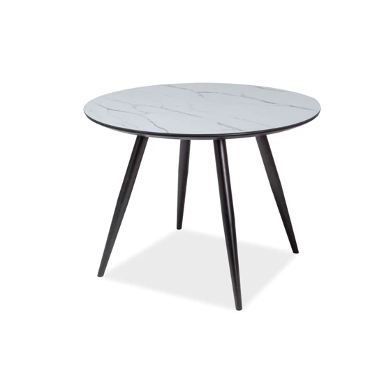 BAL-Ideal körasztal MDF+üveg/fekete fém láb (100X100)