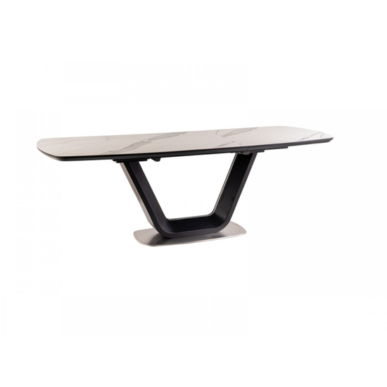 Armani Ceramic asztal fehér (Márvány hatású ) / matt fekete - 160(220)X90