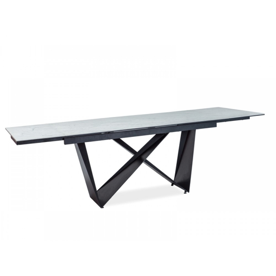 Cavalli II bővíthető asztal fehér kerámia/fekete fém láb 160(240)X90