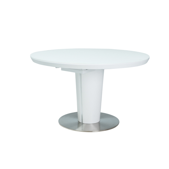 BAL-Orbit bővíthető asztal matt fehér MDF+üveg/matt fehér láb (120-160x120)