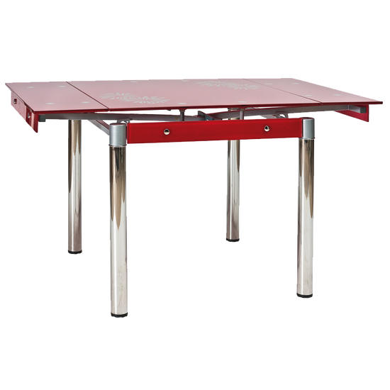 BAL-GD-082 bővíthető asztal króm/piros 80-131x75x80