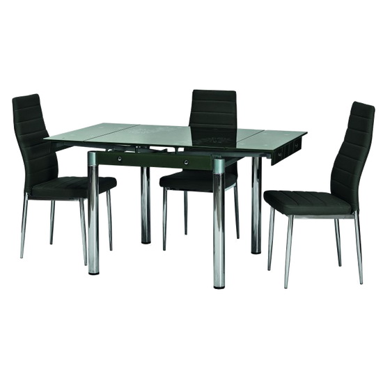BAL-GD-082 bővíthető asztal króm/fekete 80-131x75x80