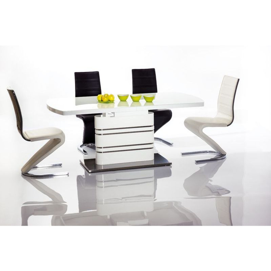 BAL-Gucci bővíthető asztal MDF fehér/lakk.fehér 180-240x76x90