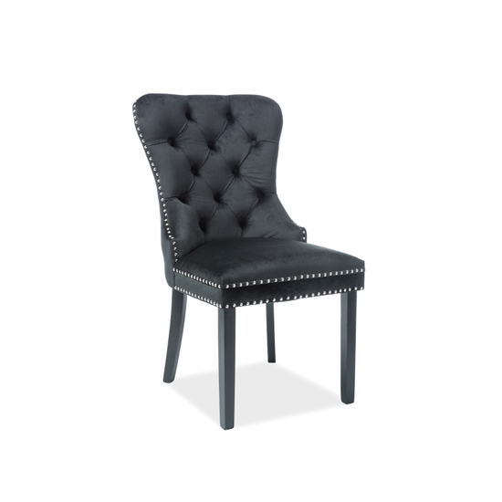 August Velvet étkező szék fekete láb/ fekete bársony (Bluvel 19)