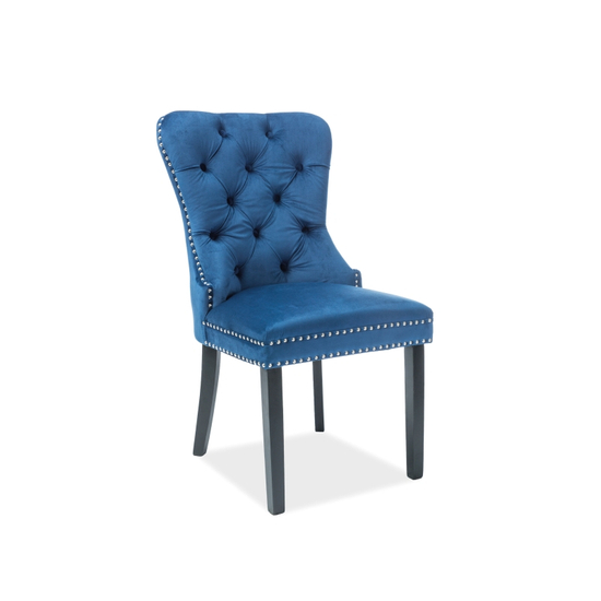 August Velvet étkező szék fekete láb/ kék bársony (Bluvel 86)