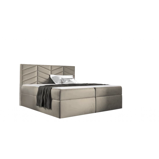 MIL - Integrale 160x200 ágyneműtartós boxspring ágy VILÁGOSBÉZS
